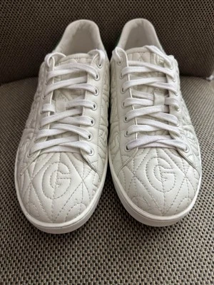 Zapatillas bajas Gucci para hombre Ace G Rhombus color crema/verde talla 9,5 EE. UU. Foto 1 de 4