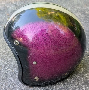 Vintage 1970's Lear LSI-4150 Motorcycle Bike Helmet Pinkish/Purple Sparkle - Picture 1 of 9
