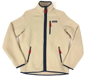 Patagonia Retro Deep Pile Fleece Jacket Mens S Oatmeal Mock Neck Coat 22801 - Picture 1 of 10