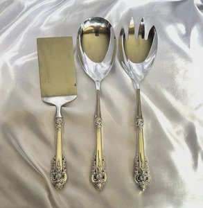 WALLACE - GRAND BAROQUE STERLING SILVER LASAGNA SERVER + SALAD SERVING SET - Picture 1 of 17