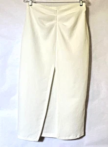 Zara Asymmetrical Split Cinched Waist Skirt Women Size M Off White NWT Flaws - Picture 1 of 15