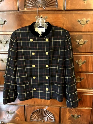 Jones Нью-Йорк винтажный черный клетчатый блейзер размер 6 двойной грудью золотые пуговицы  - Изображение 1 из 4