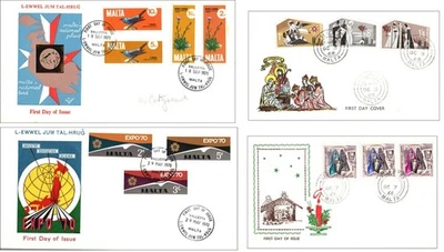 Malta 1966 -1971 FDC Xmas Christmas Plants & Birds Expo 70 First Day Covers - Image 1 of 4