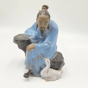 Vintage orientalische Figur Shiwan Keramik chinesischer Schlammmann sitzend mit Gans 6 Zoll - Bild 1 von 6