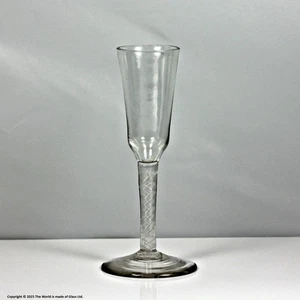Georgian tall double series opaque twist wine glass, ogee bowl - Picture 1 of 5