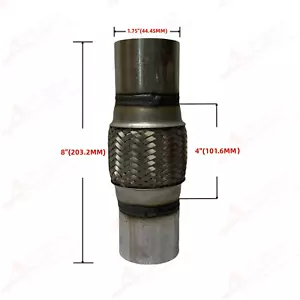 Exhaust Flex Pipe 1.75" x 8" Double Braided Stainless Steel Heavy Duty Coupling - Foto 1 di 3