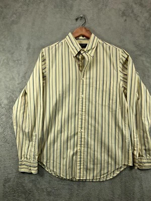 VTG Roundtree Yorke Dress Shirts Mens Medium Slim Button Yellow Navy Long Sleeve - Image 1 of 4