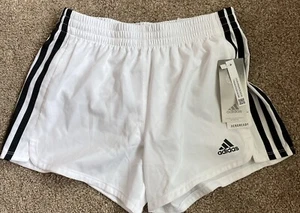 New Adidas Girls Aeroready Shorts Athletic Lined Drawstring Sz 14 LARGE White - Picture 1 of 7
