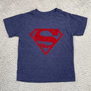 Superman Velvet Logo Boys Toddler Blue Red T-Shirt DC Comic Tee Size 3T  - Picture 1 of 8