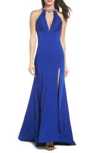 Mac Duggal 66465 Jewel Neck Mermaid Gown SZ 8 ($498) Cobalt - Picture 1 of 2