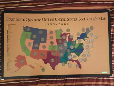 First State Quarters of the United States Collector’s Map 1999-2008 Complete Set - Image 1 of 4