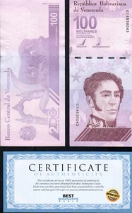 VENEZUELA 100 DIGITALES qty 1 2021 CIR 100 million bolivar COA USA SELLER - Picture 1 of 4