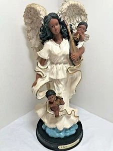 Ebony Treasures Black Angel  Cherubs Music Instruments Figure African American - Picture 1 of 10