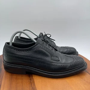Johnson & Murphy Whitehouse Hardy Mens 10 C/A Black Leather Wingtip Oxfords - Picture 1 of 12