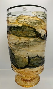 Interesting Textured Diego Vidal Murano Art Glass Vase Signed & Label - Picture 1 of 14