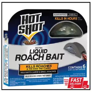 HOT SHOT ULTRA LIQUID ROACH BAIT - 6 COUNT - KILLS ROACHES FAST!! - Picture 1 of 2