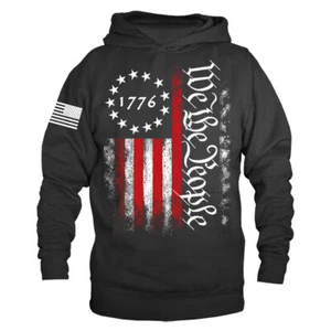 We The People with Large US Flag American Pride Patriotic Hoodie - Bild 1 von 6