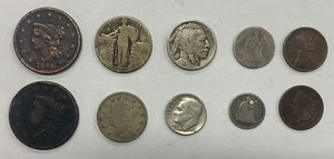 US Type Coin Collection Lot of 10 Damaged 1853 Seated Liberty Half Dime C14 - Picture 1 of 2