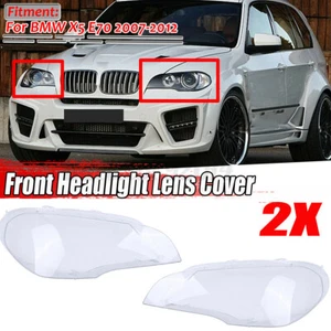 2x Front Headlight Lens Cover Lampshade Facelift For BMW X5 E70 2007-2012 Clear - Picture 1 of 13