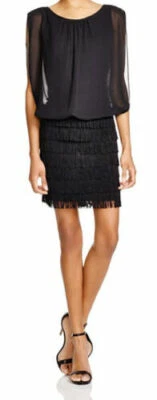 AQUA New Sleeveless Blouson Fringe Detail Dress Size 2 # 21B 356 NEW - Image 1 of 4