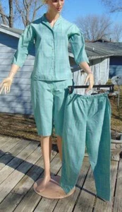 VTG 50s White Stag 3 Pc Cotton Set Blouse Cigarette Pants Bermuda Shorts 23W xs - Picture 1 of 1