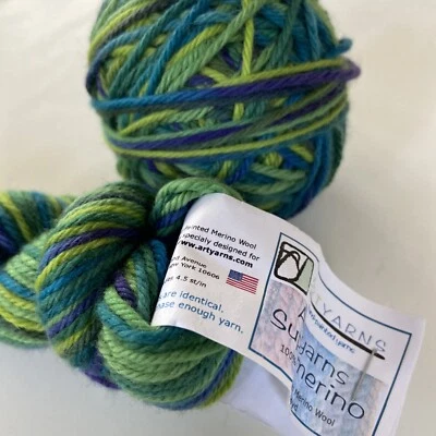 Artyarns SuperMerino Yarn Lot Of 2 100% Merino Wool Green Blue 104 - Image 1 of 4