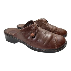 Bjorndal Ivy Clogs Brown Leather Mules Wedge Heel Comfort Shoes Womens 10M - Picture 1 of 9