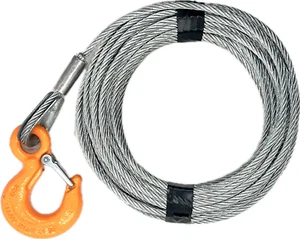 7/32" x 50 ft Galvanized Wire Rope Winch Cable with 1 Ton Eye Hoist Hook - Picture 1 of 1