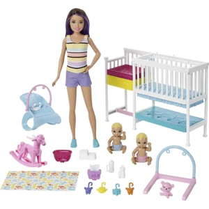 Barbie Nursery Playset with Skipper Babysitters Doll 2 Baby Dolls Crib & 10+ Pcs - Picture 1 of 7