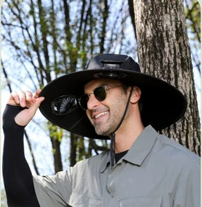 Solar Fan Hat Garden Sun Hat USB/Solar Charging For Mens UV^ Protection - Picture 1 of 24