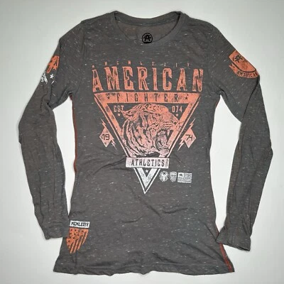 American Fighter Long Sleeve Front & Back Graphic Shirt Womens Size Medium - Image 1 of 4