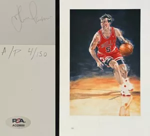 PSA DNA John Paxson Signed ✍️ 22x34 Lithograph Poster Artist’s Proof 4/150 Bulls - Picture 1 of 6