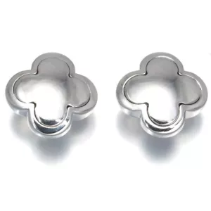 Auth Van Cleef & Arpels Earrings Pure Alhambra 18K 750 White Gold - Picture 1 of 7