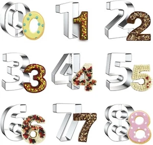 Stainless Steel Number Cookie Cutters Set, 9 Pcs Large Letter Cutters - Picture 1 of 7