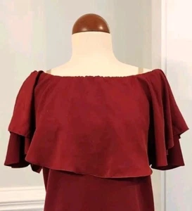 Free People Mini Dress Flowy Maroon Chrimson Deep Wine Size Sm - Picture 1 of 8