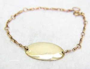 9ct Rose & Yellow Gold Edwardian 6.75 inch ID Identity Bracelet - Picture 1 of 6
