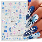 Christmas Nail Sticker White Blue Snowflakes Santa Claus Nail Decals Decoration