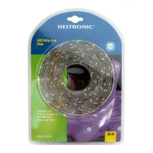 Heitronic LED SMD Strip Streifen 5m IP20 36W Pink mit Endkappen Steckernetzteil - Bild 1 von 3