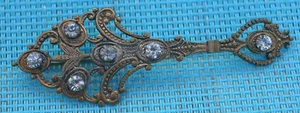 vintage *VICTORIAN WIDE ORNATE HAT/STICK PIN w/STONES 3" X 1 1/4" ADORABLE L@@K* - Picture 1 of 11