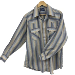 Dee Cee Rangers Western Shirt Blue Metalic Long Sleeve Pearl Snaps Large USA - Picture 1 of 13
