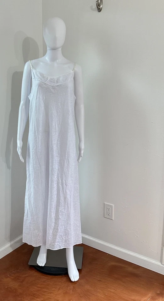 Vestido de Noche Eileen West Talla L Blanco Cachemira Algodón Correa Espagueti Delicado Femenino Foto 1 de 4