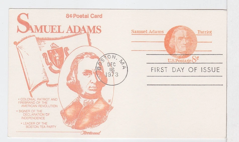 TurtlesTradingPost- Samuel Adams -1973 FDC #UX66- Fleetwood Cachet - Image 1 of 1