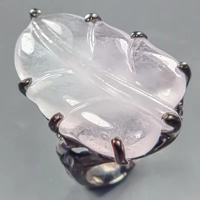 Carving 37 ct Natural Morganite Ring 925 Sterling Silver Size 8 /R442407 - Image 1 of 4