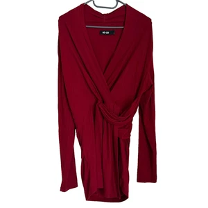 ME+EM Red Wrap Top Size 12 Long Sleeve - Picture 1 of 13