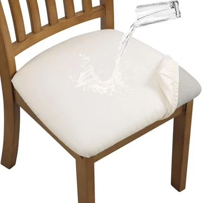  椅子座椅套 4 件套,普洱皮革防水餐厅 4 件套普洱米色 — 第 1/4 张图片