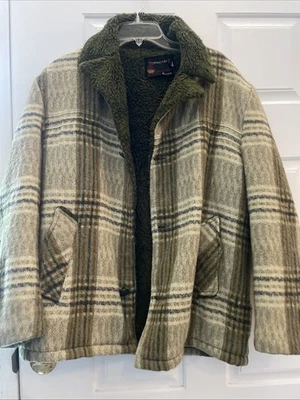 Abrigo Chaqueta Leñador Lana Vintage Años 60 70 Forrada Para Hombre Talla M Verde A Cuadros Leer Foto 1 de 4