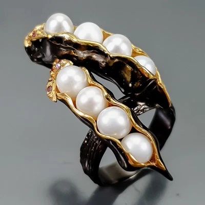Vintage Natural Pearl Ring 925 Sterling Silver Size 7 /B-R4759 - Image 1 of 4