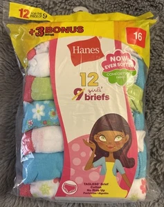 NEW Hanes Girl's Tagless Briefs 12 Pairs Size 16 Multicolor - Picture 1 of 11