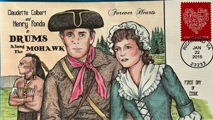 COLLINS PINTADO A MANO 4955 Love Claudette Colbert Henry Fonda batería a lo largo de Mohawk - Imagen 1 de 1