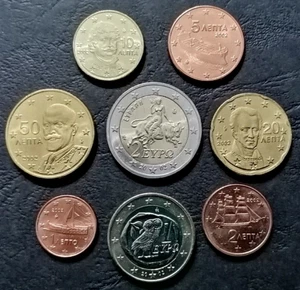 EUROPEAN UNION GREECE the first series in euros  , 2002 SET, 8 COINS UNC - Picture 1 of 2